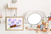 Image 5 of Caterpillar and butterflies mixed media art print