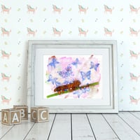 Image 6 of Caterpillar and butterflies mixed media art print