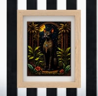 Image 1 of Bastet Art Print: Egyptian Black Cat Goddess, Tropical Night