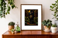Image 5 of Bastet Art Print: Egyptian Black Cat Goddess, Tropical Night