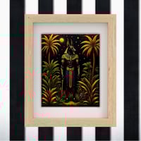 Image 1 of Anubis Art Print: Egyptian God, Tropical Night Sky