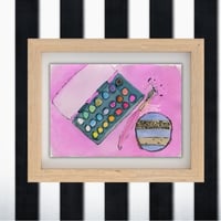 Image 1 of Pink Christmas Art Print: Watercolor Paint Set & Ornament