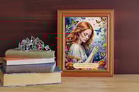 Image 2 of Red Hair Girl Art Print: Butterflies, Flowers, Goethe Quote