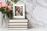Image 3 of Red Hair Girl Art Print: Butterflies, Flowers, Goethe Quote