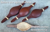 Image 4 of WWII M2 Airborne leather chin cups. Aged repros. 