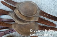 Image 3 of WWII M2 Airborne leather chin cups. Aged repros. 