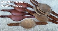 Image 1 of WWII M2 Airborne leather chin cups. Aged repros. 