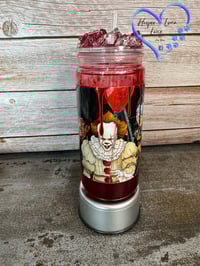 Image 6 of Scream, Saw, Freddy, It, Michael, Jason, and Chucky Blood Drip Tumbler