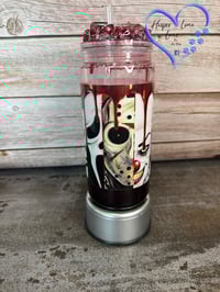 Image 2 of Chucky, Michael, Jason, It, Saw, and Scream Blood Drip Tumbler
