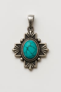 Silver Turquoise Cross Pendant