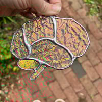 Image 1 of Dichroic red/blue stained glass brain