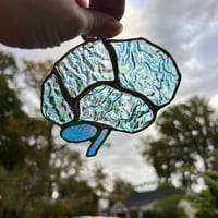 Image 2 of Dichroic red/blue stained glass brain