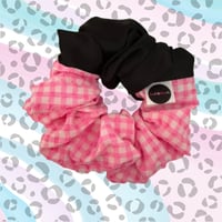 Image 2 of PINK AND BLACK GINGHAM SCRUNCHIE