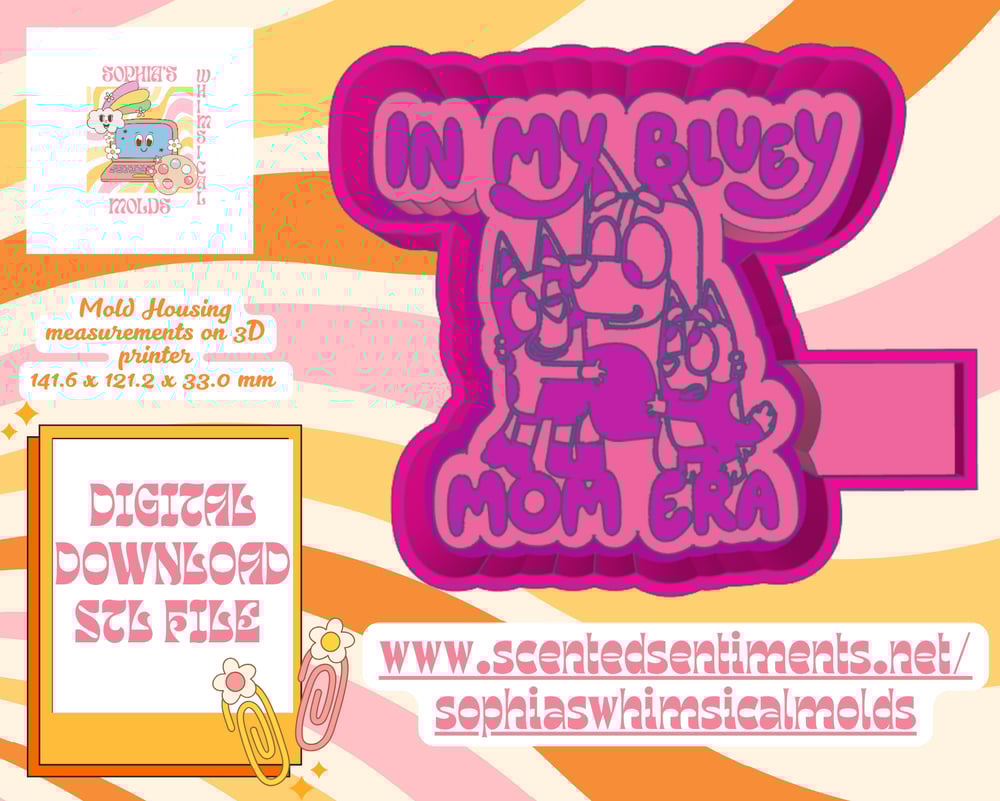 Image of In Mom Era Blue Mold|Housing Mold Maker STL File for Freshies|Candle|Aroma Beads|Freshie Mold