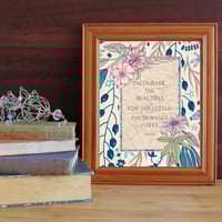 Image 3 of Goethe Quote Print: Linen look Collage, Country Home Decor