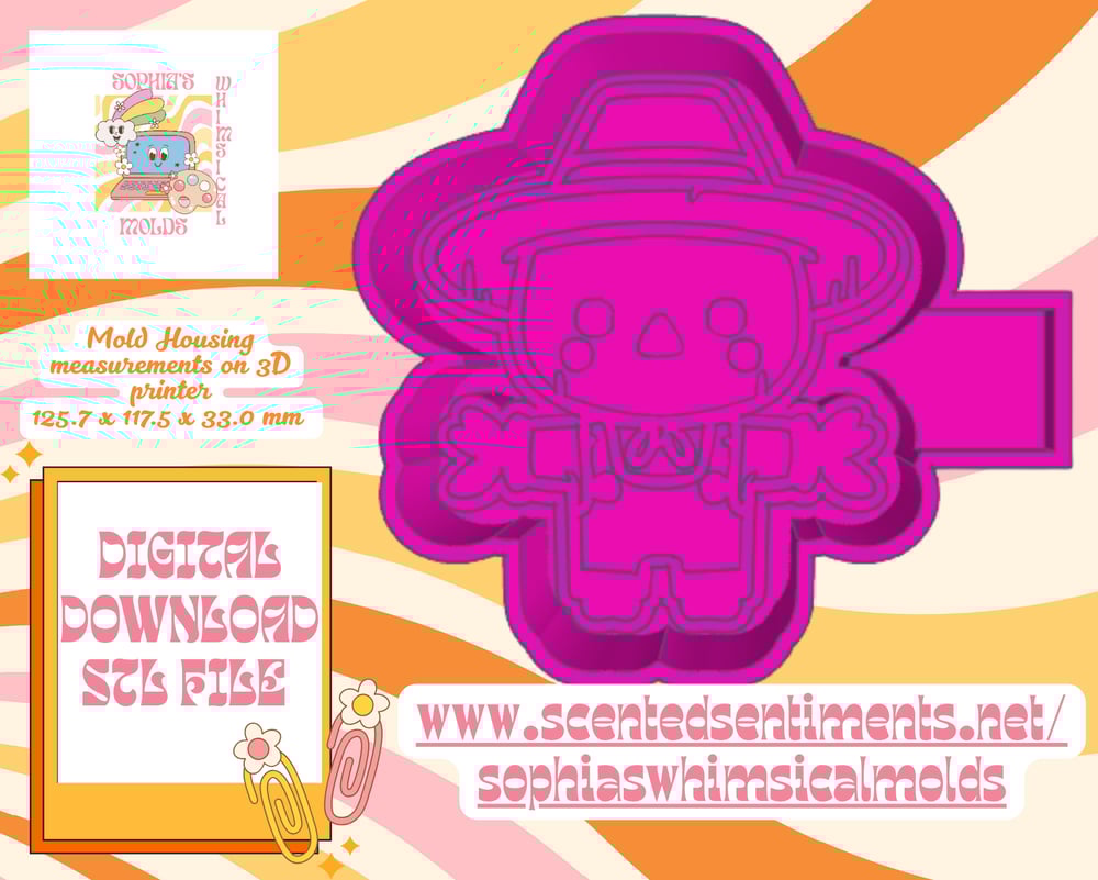 Image of Cute Farm Scarecrow Mold|Housing Mold Maker STL File for Freshies|Candle|Aroma Beads|Freshie Mold