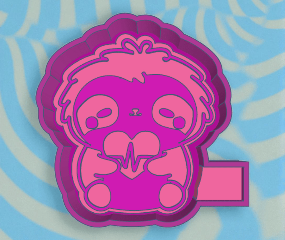 Image of Cute Sloth with Heart Mold|Housing Mold Maker STL File for Freshies|Candle|Aroma Beads|Freshie Mold