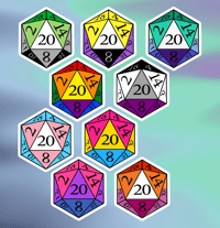 Image 1 of D20 LGBTQIA+ Pride Dice Vinyl Weatherproof Sticker