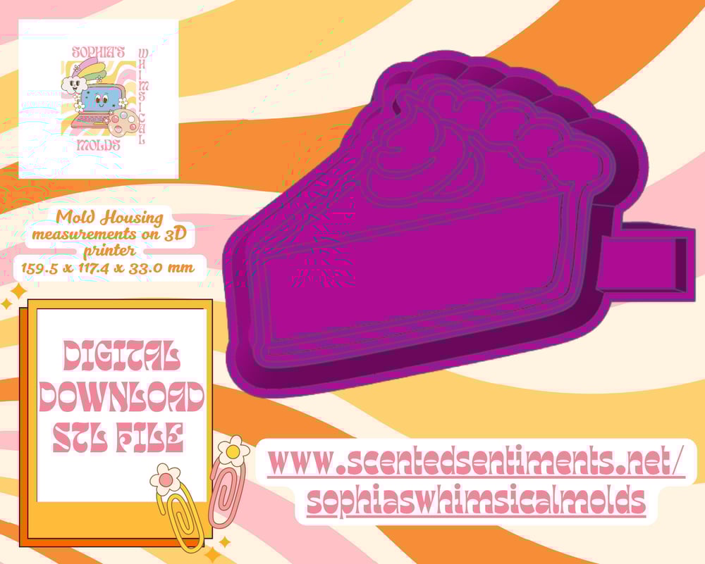 Image of Slice of Pumpkin Pie Mold|Housing Mold Maker STL File for Freshies|Candle|Aroma Beads|Freshie Mold