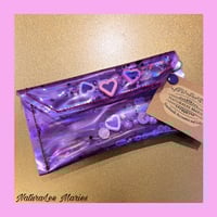 Image 1 of Purple Vinyl Holographic Hearts and Baubles Small Clutch