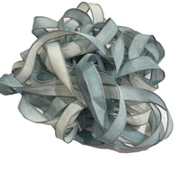 Image 1 of 1PC. MARINE OMBRE 42" hand dyed wrist wrap bracelet silk ribbon//Yoga wrist wrap bracelet ribbon