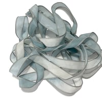 Image 3 of 1PC. MARINE OMBRE 42" hand dyed wrist wrap bracelet silk ribbon//Yoga wrist wrap bracelet ribbon
