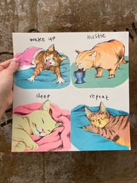 Image 1 of Wake up, Hustle, Sleep, Repeat -  Risograph Poster