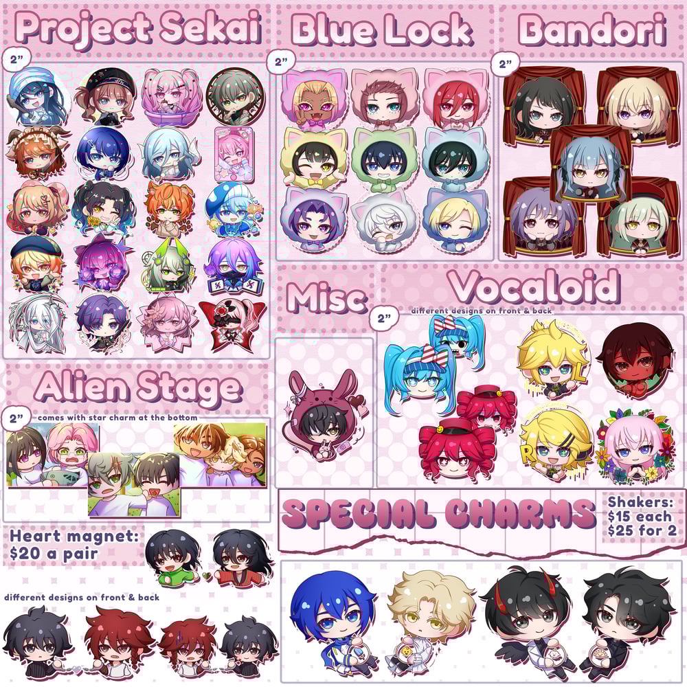 Image of Assorted Acrylic Charms (Regular, Shaker, Heart Magnet)
