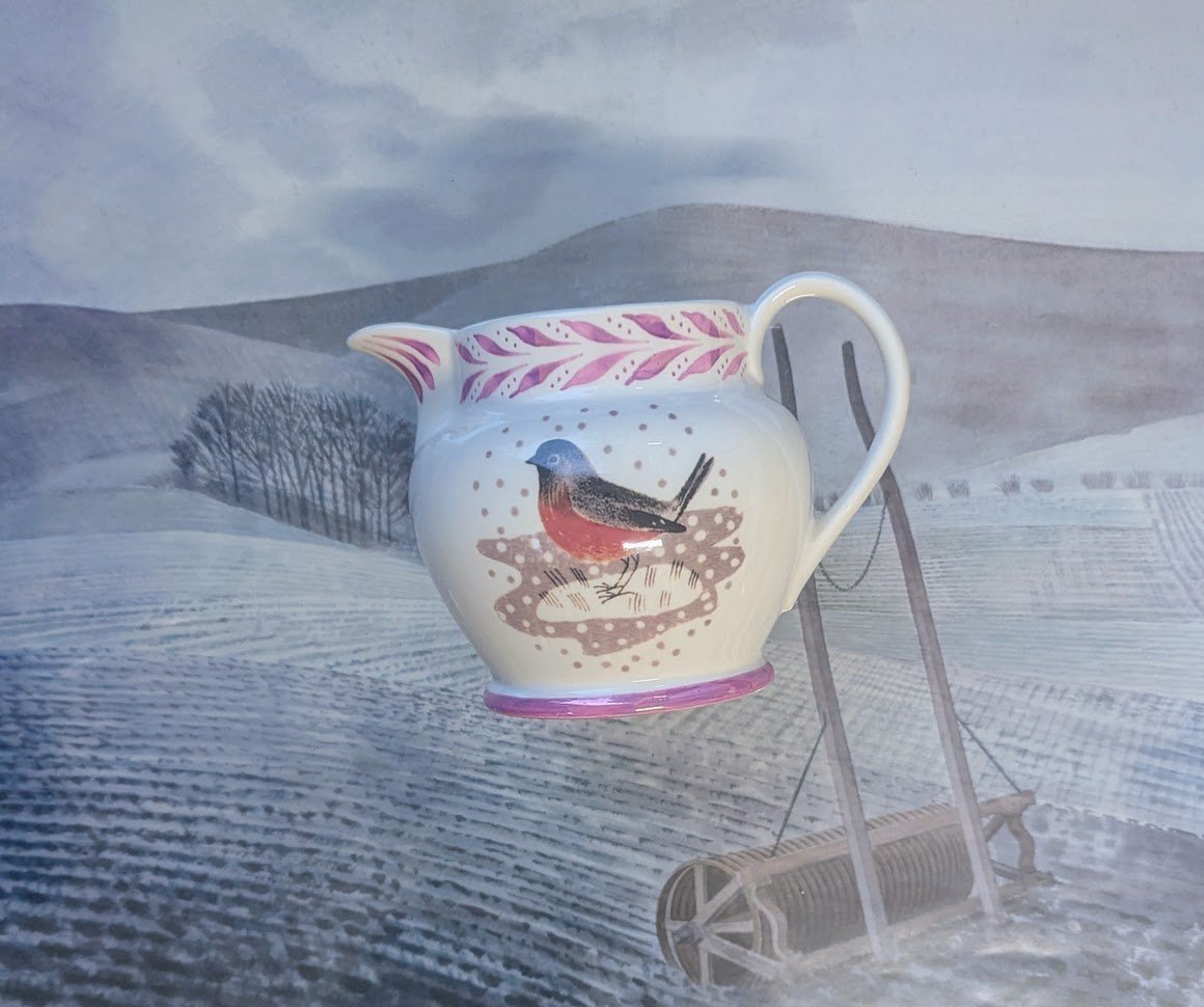 Ravilious Christmas robin jug | Sussexlustreware