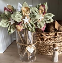 Image 1 of Memory Flowers custom created from a clients beautiful blouse and table runner