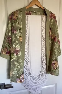 Image 2 of Memory Flowers custom created from a clients beautiful blouse and table runner