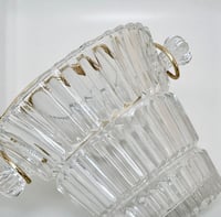 Image 8 of Seau à glaçons en verre rétro et anses dorées - seau à glace vintage 1960