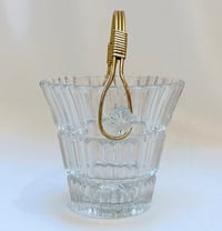 Image 2 of Seau à glaçons en verre rétro et anses dorées - seau à glace vintage 1960
