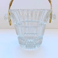 Image 7 of Seau à glaçons en verre rétro et anses dorées - seau à glace vintage 1960