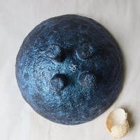 Image 9 of Light Blue Paper Mache Bowl with Birds | Handmade 4-Leg Decorative Plate