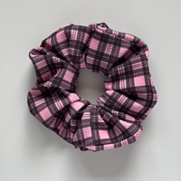 Image 1 of Pink & Black Plaid Scrunchie
