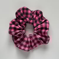 Image 1 of Pink & Black Checked Scrunchie