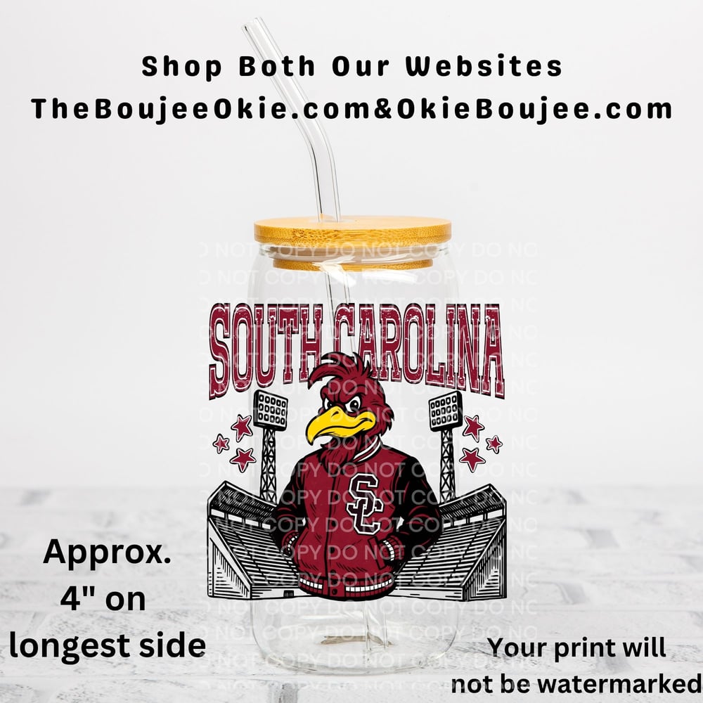 Image of South Carolina Gamecocks Football Letterman Uv Dtf Decal. D2091