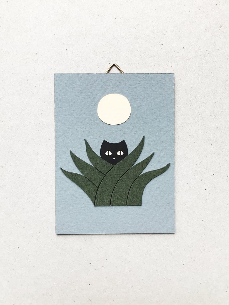 Image of Cat & Moon, mini paper cut