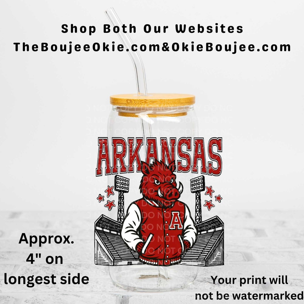 Image of Arkansas Razorbacks Football Uv Dtf Decal Choice of 4 OD1