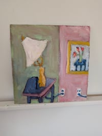 Image 2 of On View, 2025. Oil on linen. 12 x 12 inches, unframed. 