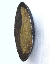 Image 4 of Large Paper Mache Wall Plate with Golden Leaf | Handmade Rustic Wall Art