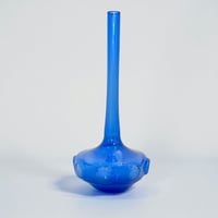Image 1 of Vase soliflore allemand Lauscha Thuringe Glaskunst RDA verre fin bleu  vintage 1960s