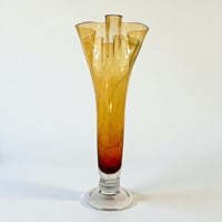 Image 1 of Grand vase de Murano vintage en verre soufflé et bullé jaune - 1960s 1970s