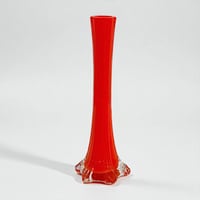 Image 1 of Vase soliflore vintage des années 70s en verre double transparent et orange