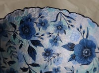 Image 6 of Handcrafted Paper Mache Bowl with Blue Floral Design – Rustic Art Home Decor