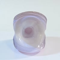 Image 4 of Vase soliflore en verre soufflé de Murano blanc - parme vintage 1970