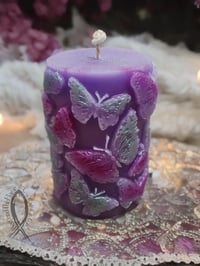 Image 2 of Butterflies Pillar Candle w/Sample