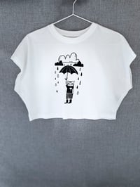 Image 1 of Rain Lover - Kézzel nyomott crop shirt / Handprinted