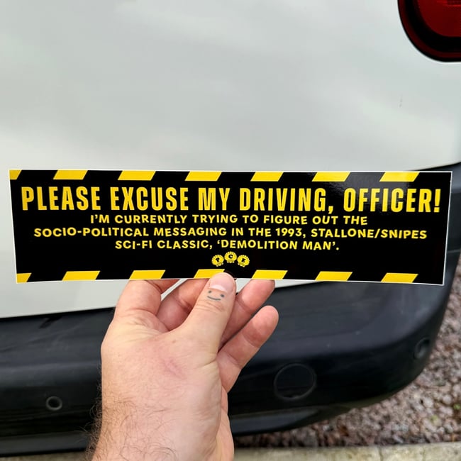 DEMOLITION MAN BUMPER STICKER - Drew Millward